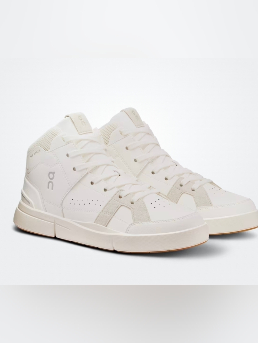 On Running Mid-Top Sneakers in Off-White and Grey
